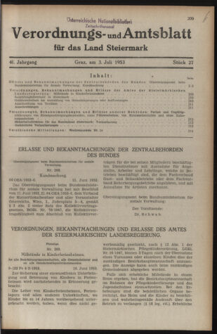 Verordnungsblatt der steiermärkischen Landesregierung 19530703 Seite: 1