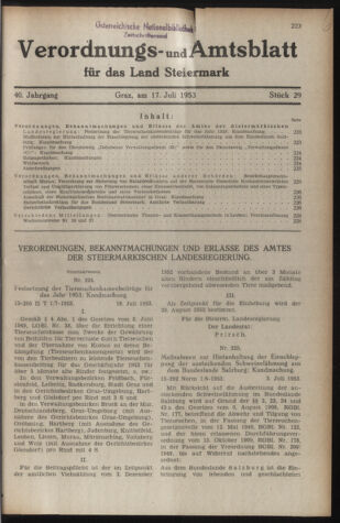 Verordnungsblatt der steiermärkischen Landesregierung 19530717 Seite: 1