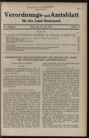 Verordnungsblatt der steiermärkischen Landesregierung 19530724 Seite: 1