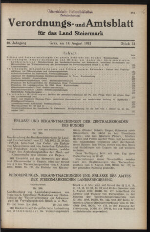 Verordnungsblatt der steiermärkischen Landesregierung 19530814 Seite: 1