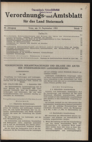 Verordnungsblatt der steiermärkischen Landesregierung 19530911 Seite: 1