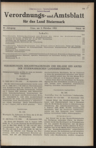 Verordnungsblatt der steiermärkischen Landesregierung 19531002 Seite: 1