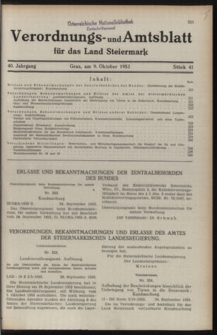 Verordnungsblatt der steiermärkischen Landesregierung 19531009 Seite: 1