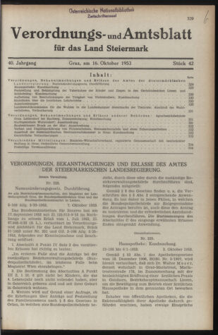 Verordnungsblatt der steiermärkischen Landesregierung 19531016 Seite: 1