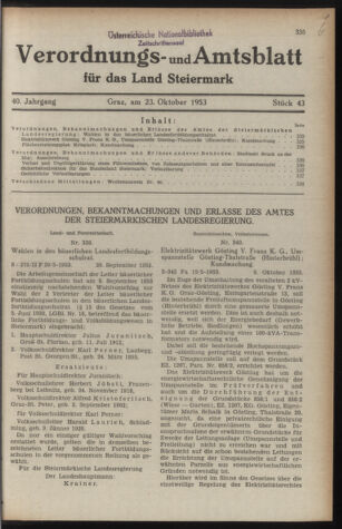 Verordnungsblatt der steiermärkischen Landesregierung 19531023 Seite: 1