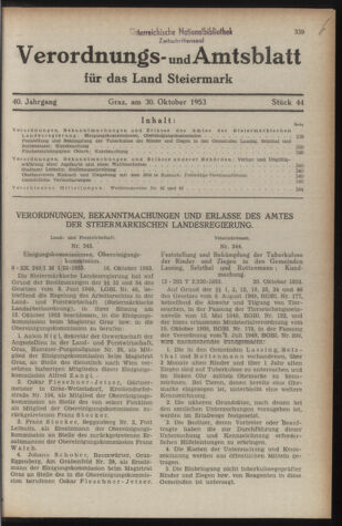 Verordnungsblatt der steiermärkischen Landesregierung 19531030 Seite: 1