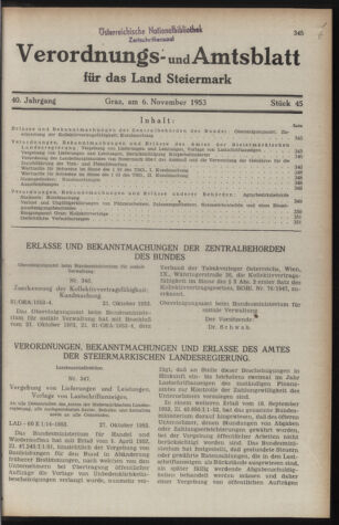 Verordnungsblatt der steiermärkischen Landesregierung 19531106 Seite: 1