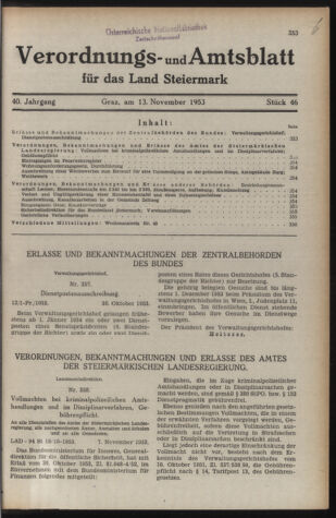 Verordnungsblatt der steiermärkischen Landesregierung 19531113 Seite: 1