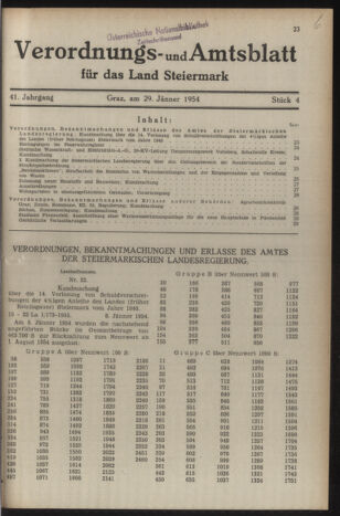 Verordnungsblatt der steiermärkischen Landesregierung 19540129 Seite: 1