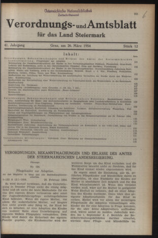 Verordnungsblatt der steiermärkischen Landesregierung 19540326 Seite: 1