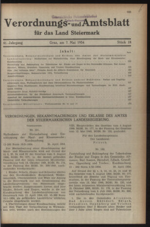 Verordnungsblatt der steiermärkischen Landesregierung 19540507 Seite: 1