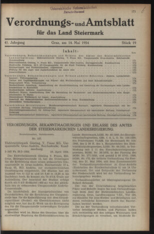 Verordnungsblatt der steiermärkischen Landesregierung 19540514 Seite: 1