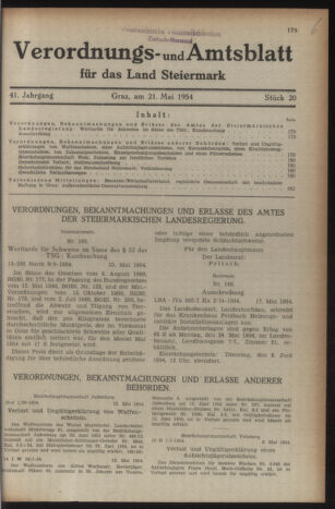 Verordnungsblatt der steiermärkischen Landesregierung 19540521 Seite: 1