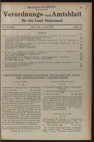 Verordnungsblatt der steiermärkischen Landesregierung 19540604 Seite: 1