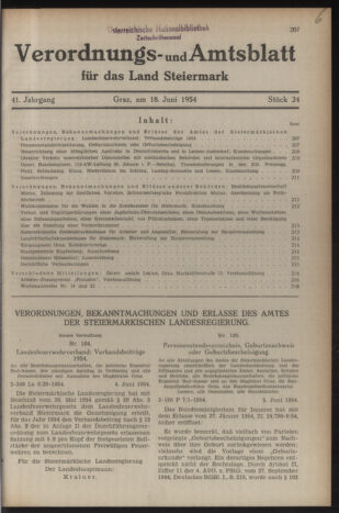 Verordnungsblatt der steiermärkischen Landesregierung 19540618 Seite: 1