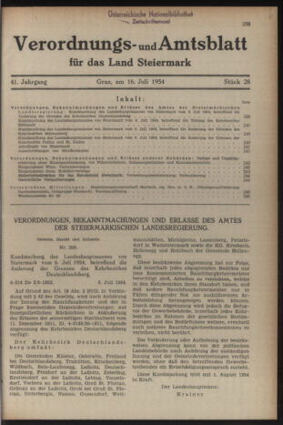 Verordnungsblatt der steiermärkischen Landesregierung 19540716 Seite: 1