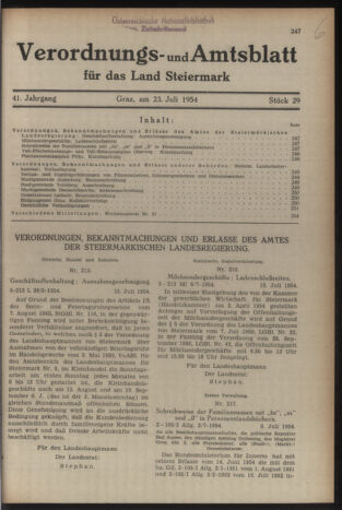 Verordnungsblatt der steiermärkischen Landesregierung 19540723 Seite: 1