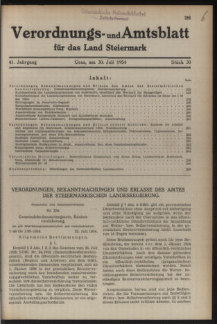 Verordnungsblatt der steiermärkischen Landesregierung 19540730 Seite: 1