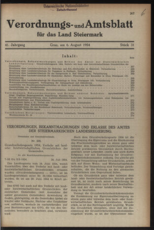 Verordnungsblatt der steiermärkischen Landesregierung 19540806 Seite: 1