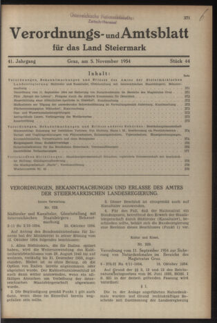 Verordnungsblatt der steiermärkischen Landesregierung 19541105 Seite: 1