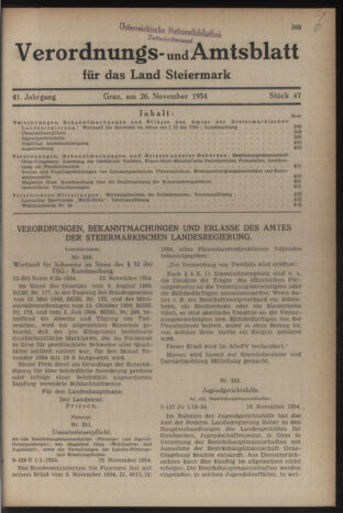 Verordnungsblatt der steiermärkischen Landesregierung 19541126 Seite: 1