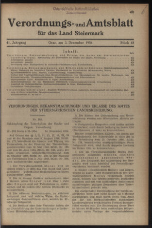 Verordnungsblatt der steiermärkischen Landesregierung 19541203 Seite: 1