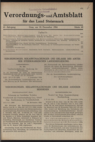 Verordnungsblatt der steiermärkischen Landesregierung 19541210 Seite: 1