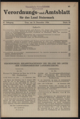 Verordnungsblatt der steiermärkischen Landesregierung 19541231 Seite: 1