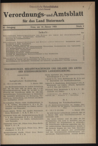 Verordnungsblatt der steiermärkischen Landesregierung 19550114 Seite: 1