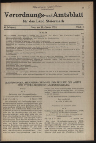 Verordnungsblatt der steiermärkischen Landesregierung 19550121 Seite: 1