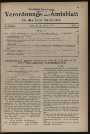 Verordnungsblatt der steiermärkischen Landesregierung 19550128 Seite: 1