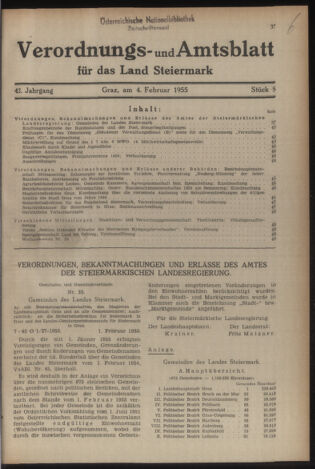 Verordnungsblatt der steiermärkischen Landesregierung 19550204 Seite: 1