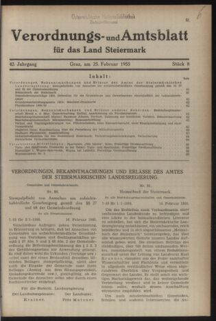 Verordnungsblatt der steiermärkischen Landesregierung 19550225 Seite: 1