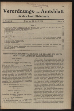 Verordnungsblatt der steiermärkischen Landesregierung 19550422 Seite: 1