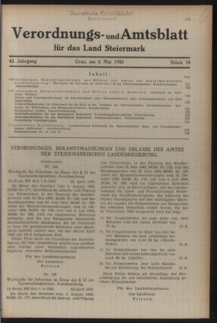 Verordnungsblatt der steiermärkischen Landesregierung 19550506 Seite: 1