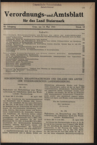 Verordnungsblatt der steiermärkischen Landesregierung 19550513 Seite: 1