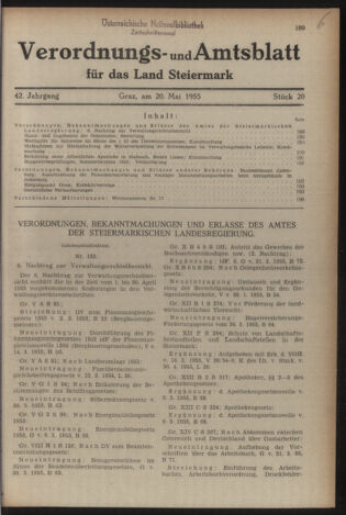 Verordnungsblatt der steiermärkischen Landesregierung 19550520 Seite: 1