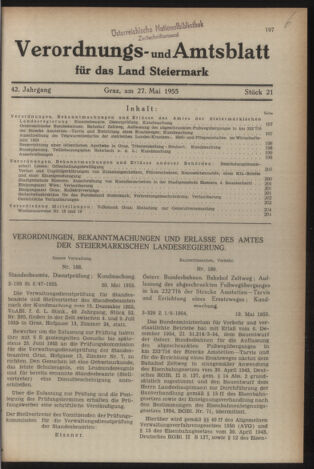 Verordnungsblatt der steiermärkischen Landesregierung 19550527 Seite: 1