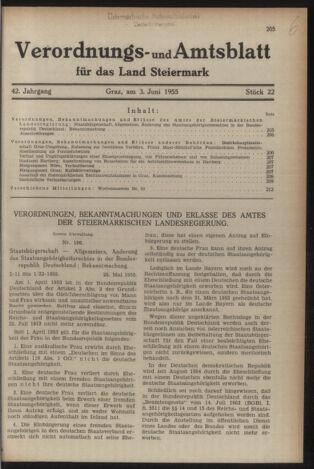 Verordnungsblatt der steiermärkischen Landesregierung 19550603 Seite: 1