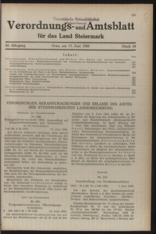 Verordnungsblatt der steiermärkischen Landesregierung 19550617 Seite: 1