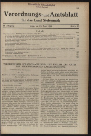 Verordnungsblatt der steiermärkischen Landesregierung 19550624 Seite: 1