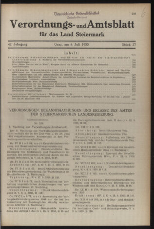 Verordnungsblatt der steiermärkischen Landesregierung 19550708 Seite: 1