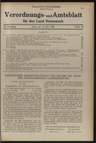 Verordnungsblatt der steiermärkischen Landesregierung 19550715 Seite: 1