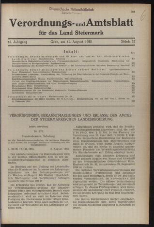 Verordnungsblatt der steiermärkischen Landesregierung 19550812 Seite: 1