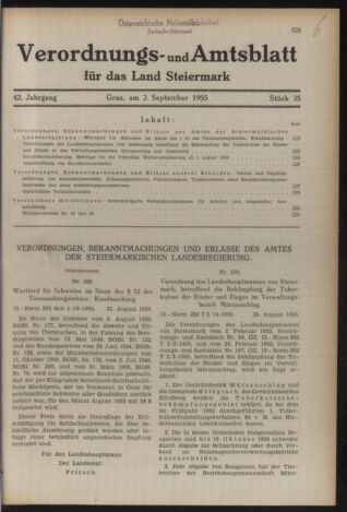 Verordnungsblatt der steiermärkischen Landesregierung 19550902 Seite: 1