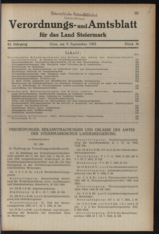 Verordnungsblatt der steiermärkischen Landesregierung 19550909 Seite: 1