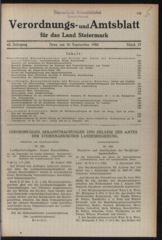 Verordnungsblatt der steiermärkischen Landesregierung 19550916 Seite: 1