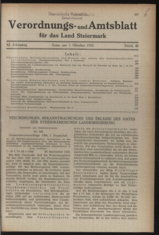 Verordnungsblatt der steiermärkischen Landesregierung 19551007 Seite: 1