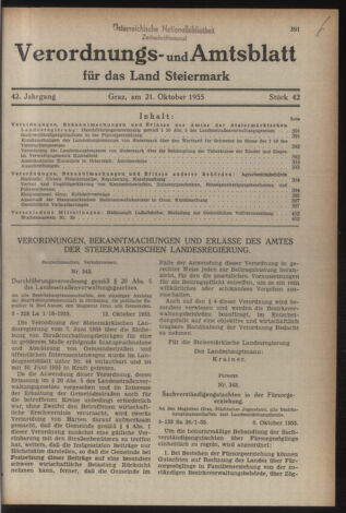 Verordnungsblatt der steiermärkischen Landesregierung 19551021 Seite: 1