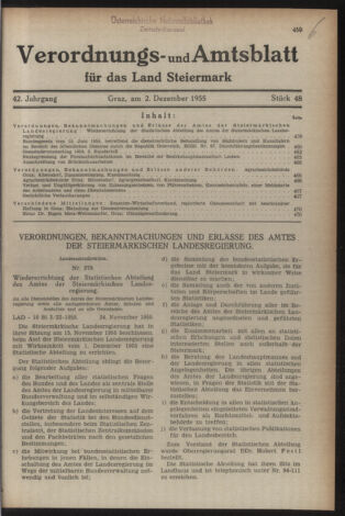 Verordnungsblatt der steiermärkischen Landesregierung 19551202 Seite: 1